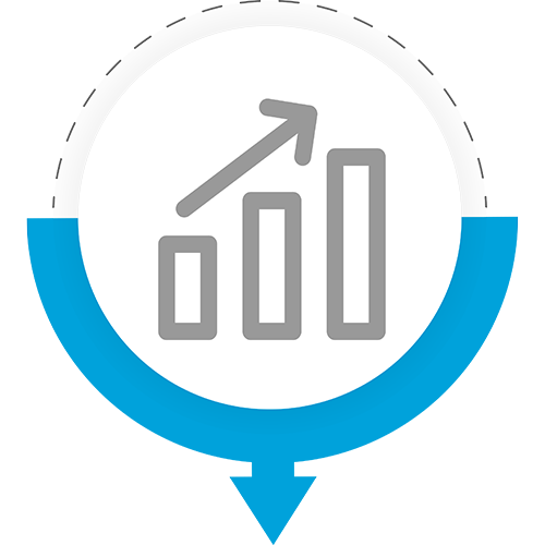 Infographic met icoontje van een pijl omhoog